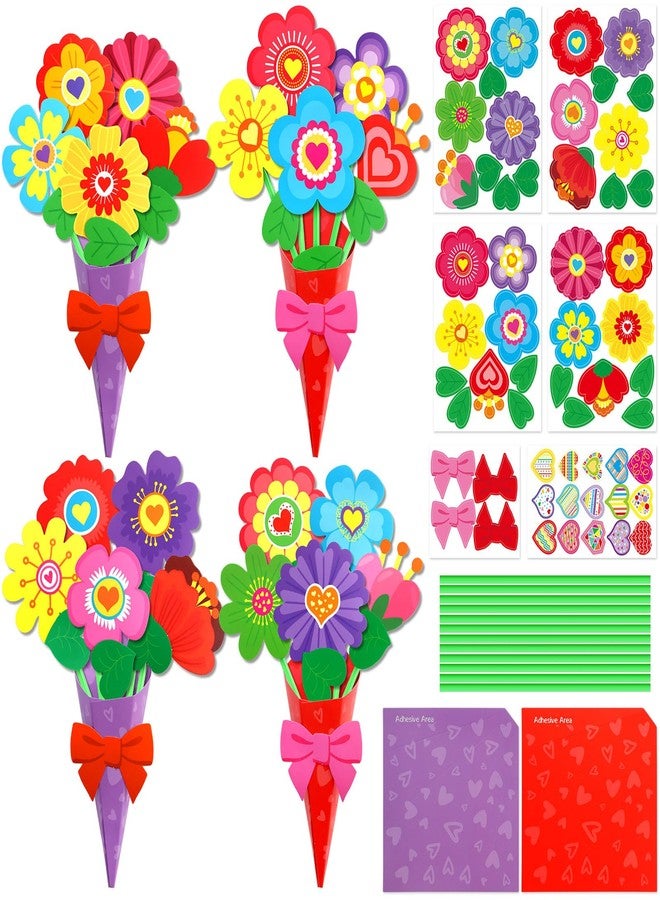 WorldBazaar Valentines Day Flower Craft for Kids 24Pcs Valentine Heart Floral Paper Craft School Classroom Home Valentines Activities - Image 1